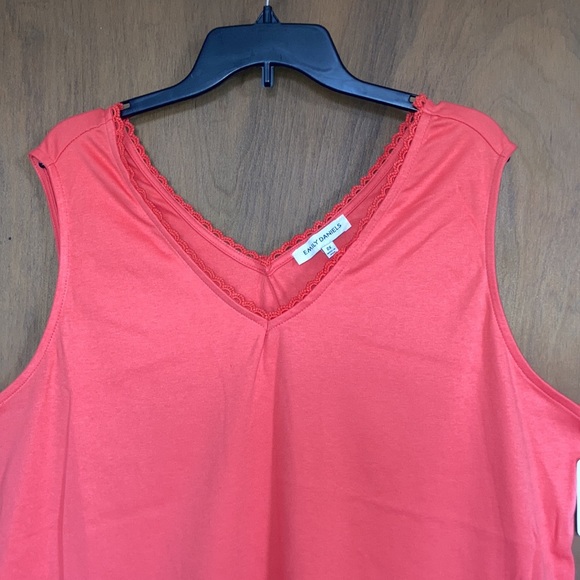 Emily Daniels sleeveless tank top v neck w crochet trim top size 2X - Picture 9 of 16
